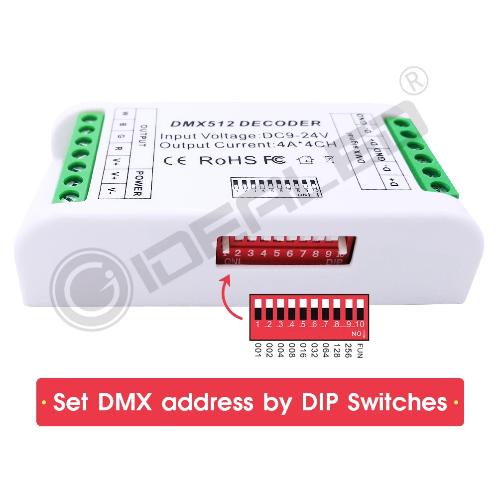 3 Channel RGB Controller RGBW DMX decoder 4 Channel DMX512 Decoder DMX dimmer driver for DC12V-24V RGB RGBW strip lights