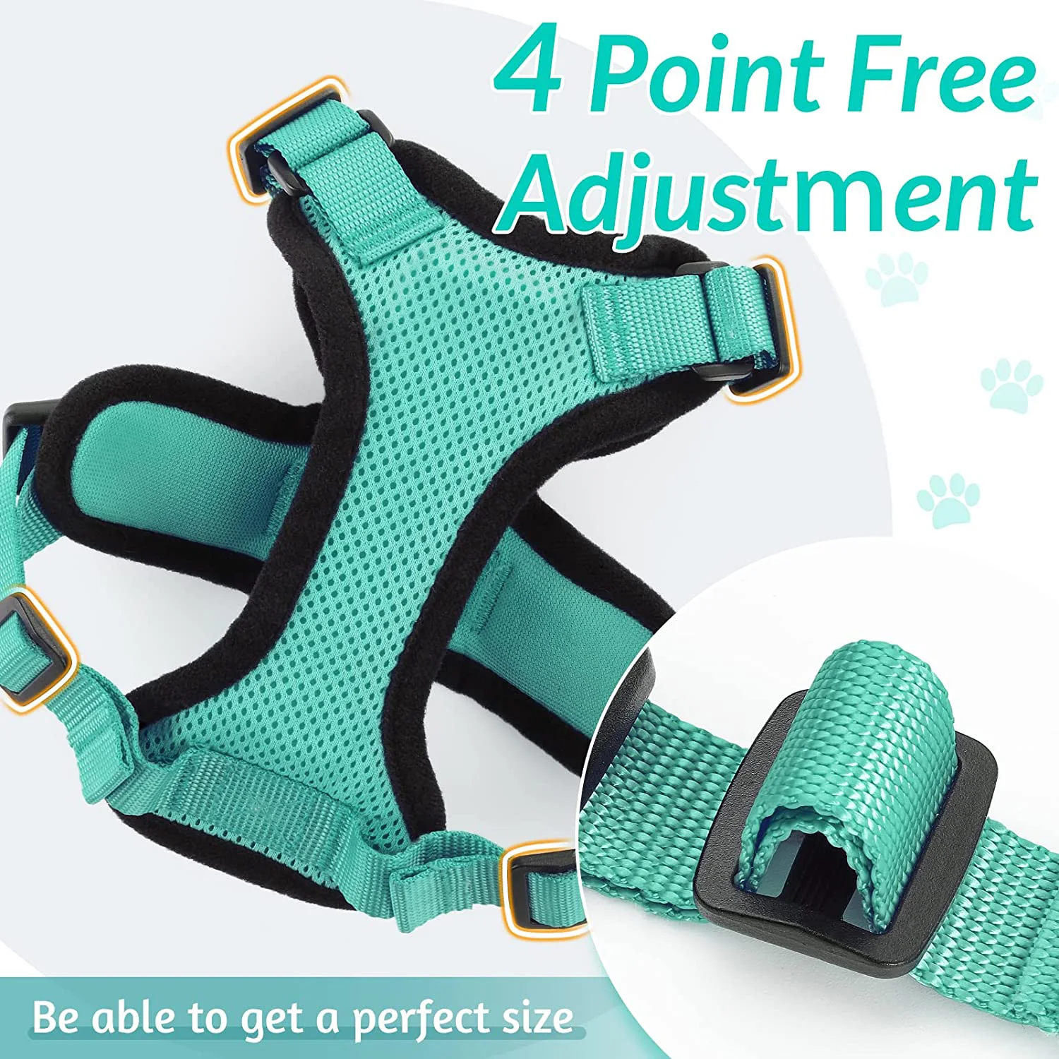 Cat Harness and Leash for Walking, Escape Proof Soft Adjustable Vest Harnesses for Cats, EasyControl