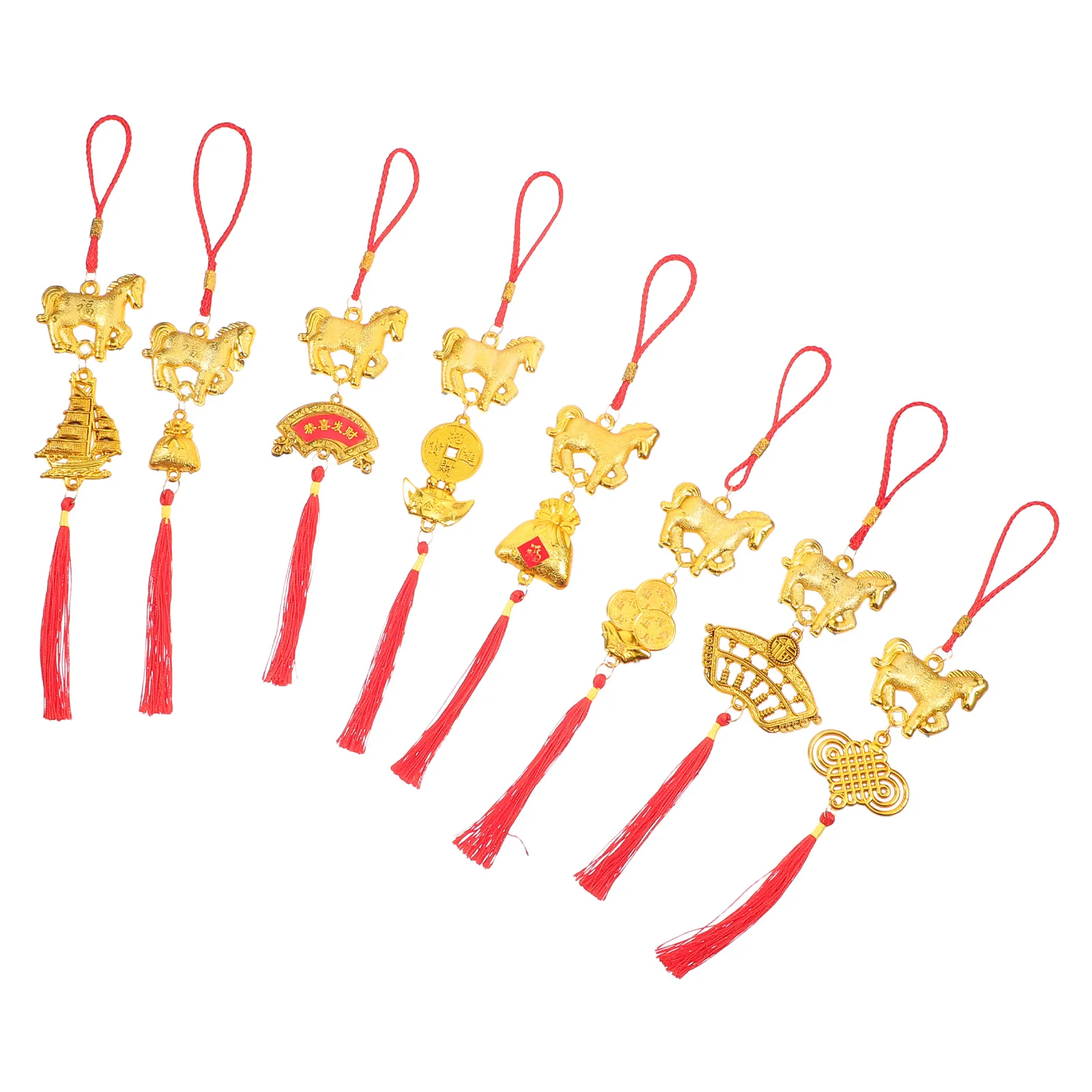 

8pcs 2026 Chinese New Year Ornaments Festive Decorations Spring Festival Pendants Lovely Horse Shaped Party Favors Home Office