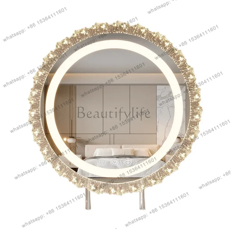 PG Girls Cute Makeup Mirror Small Aesthetic Bedroom Table Makeup Mirror Macrame Luxury Espejo Maquillaje Luz House Accessories