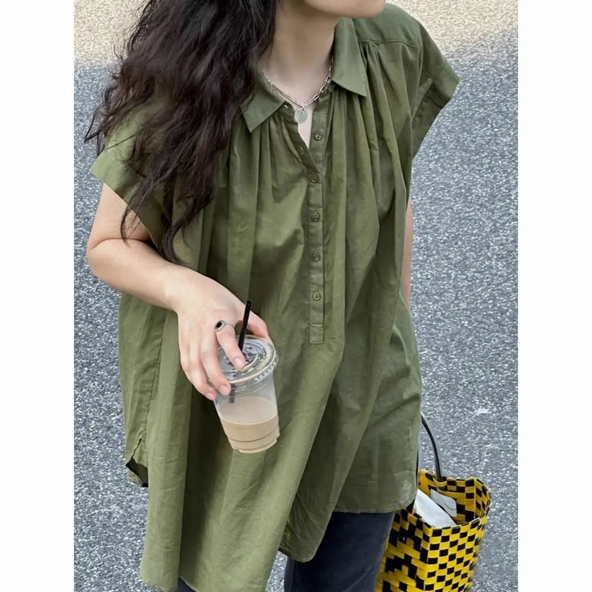 

Short Sleeve Shirts Womens Lace Pintuck Layered Cropped Shirt Vintage Sweet Feminine Kawaii Student Girlish Artistic Modern