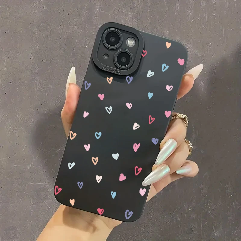 Bunte Kleine Herzförmige Silikon-Handyhülle für iPhone 15 16 17 18 Pro Max 11 12 13 14 XS XR X 7 8 Plus Stoßfeste Hülle – Detail 3