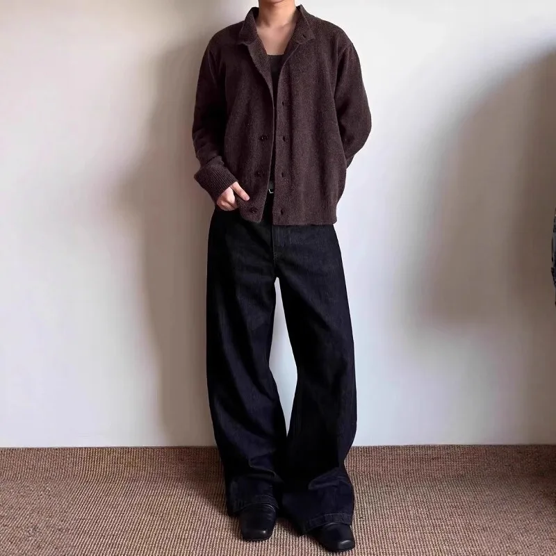 

Man Knitting Cardigan 2026 Spring Cleanfit Casual Knit Cardigan Men's Coffee Blend Mock Neck Autumn Sweater Outerwear