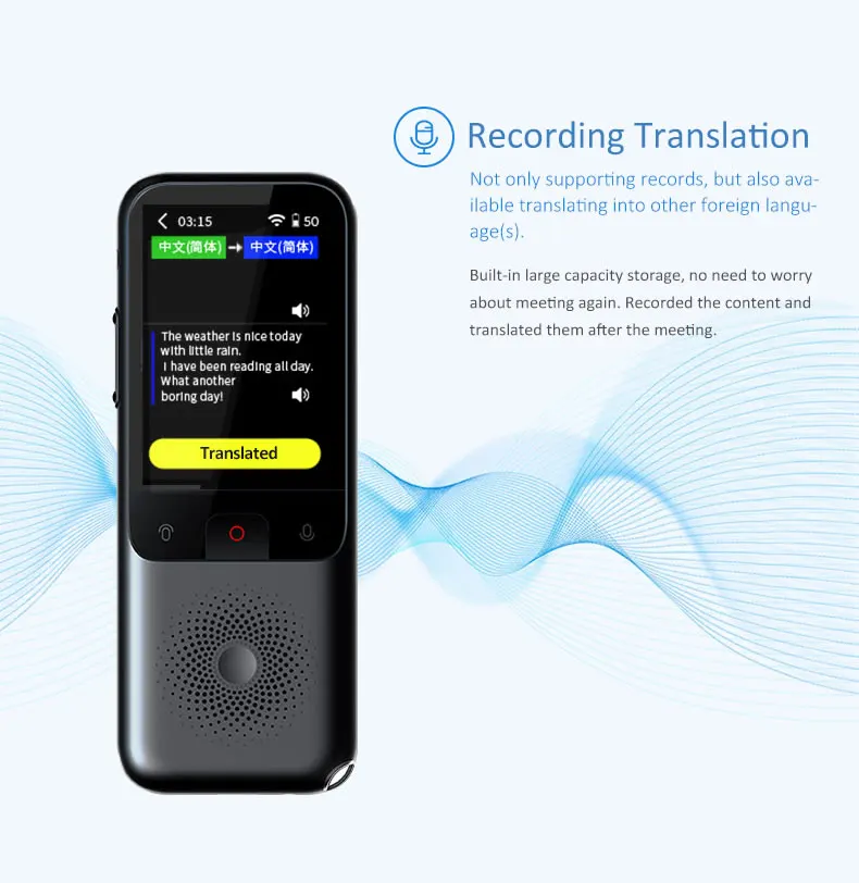 مترجم محمول في الوقت الحقيقي مترجم صور صوتي ذكي 138 لغة ترجمة 2.4 بوصة شاشة تعمل باللمس غير متصل