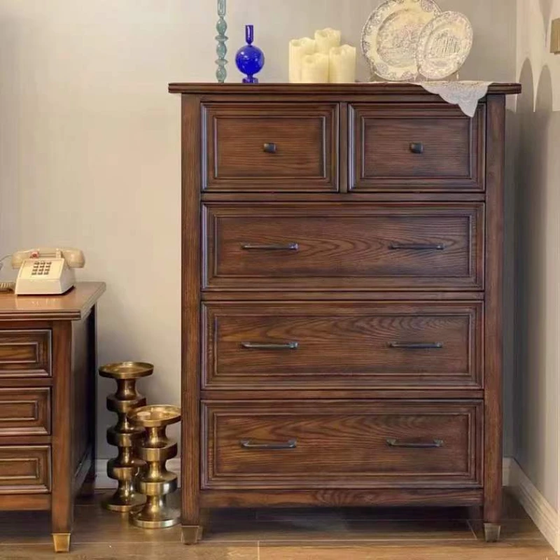 Kabinet TV Antik Kayu Solid Amerika Lemari Penyimpanan Tahan Air Multifungsi Rumah Kayu Abu Furnitur Ruang Keluarga Escabroso