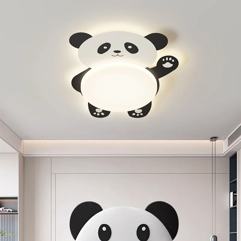 

Children's Cute Lamps Ceiling Lamps For Boy Bedroom Lamp Minimalist Modern Baby Room Nursery Panda Pattern Light Indoor Lighting