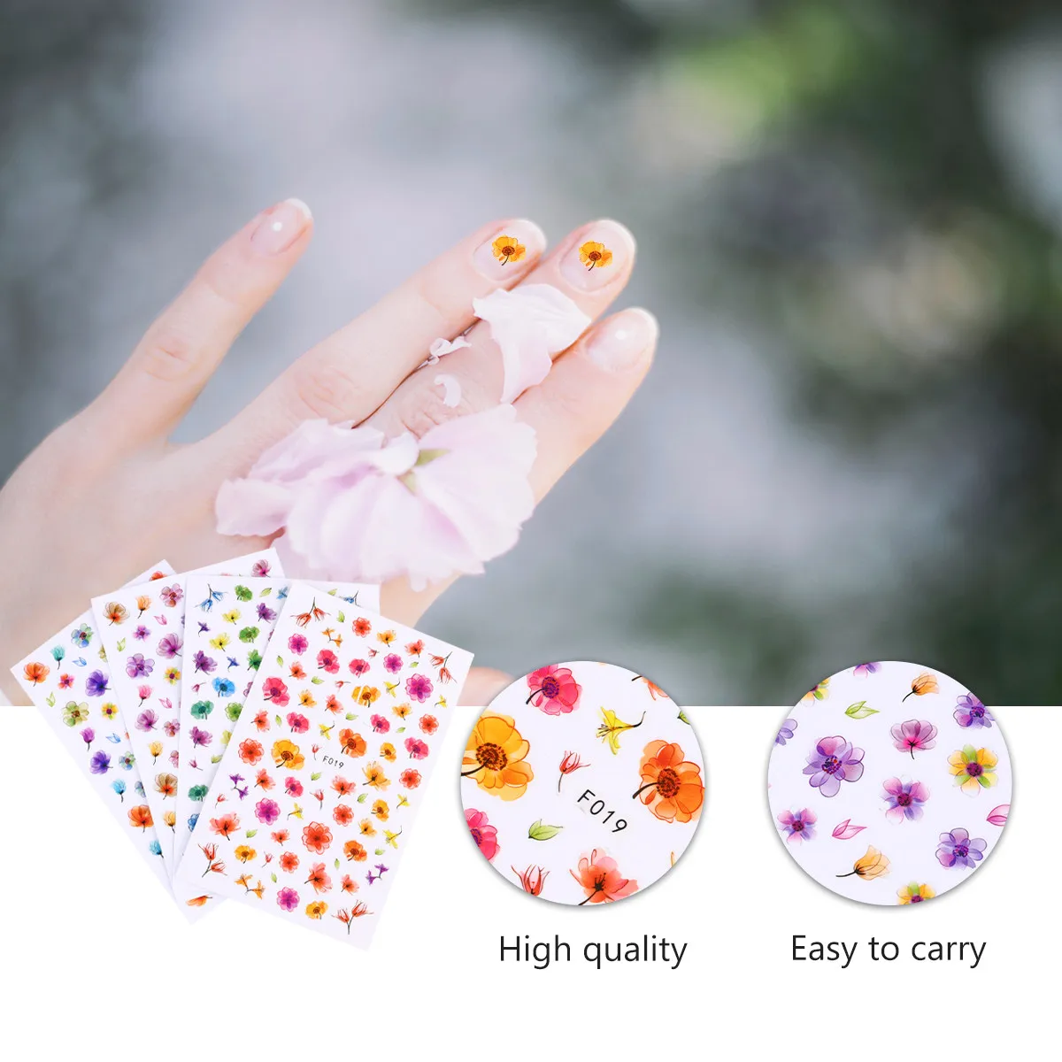 

8pcs Flower Nail Stickers 3D Manicure Art Paste Decorative Natural False Nails Party Birthday Chic Nail Art Supplies