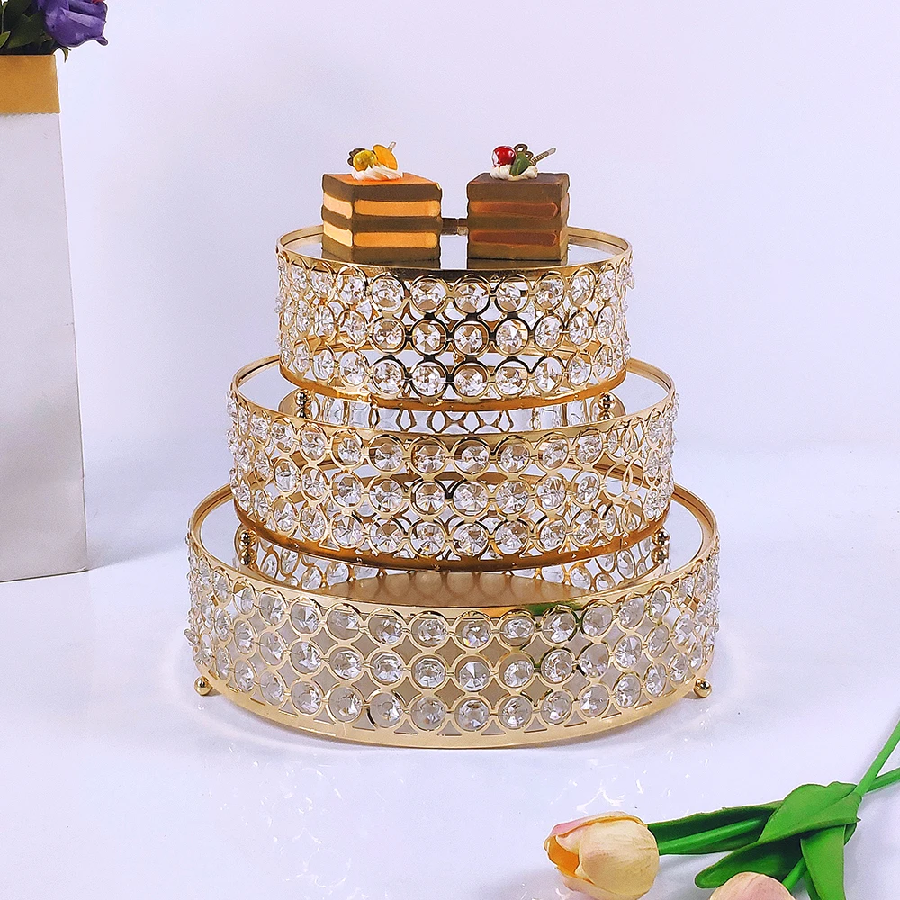 1pc Gold Mirror Metal Cake Stand Round Cupcake Wedding Birthday Party Dessert  Pedestal Display Plate Home Decor