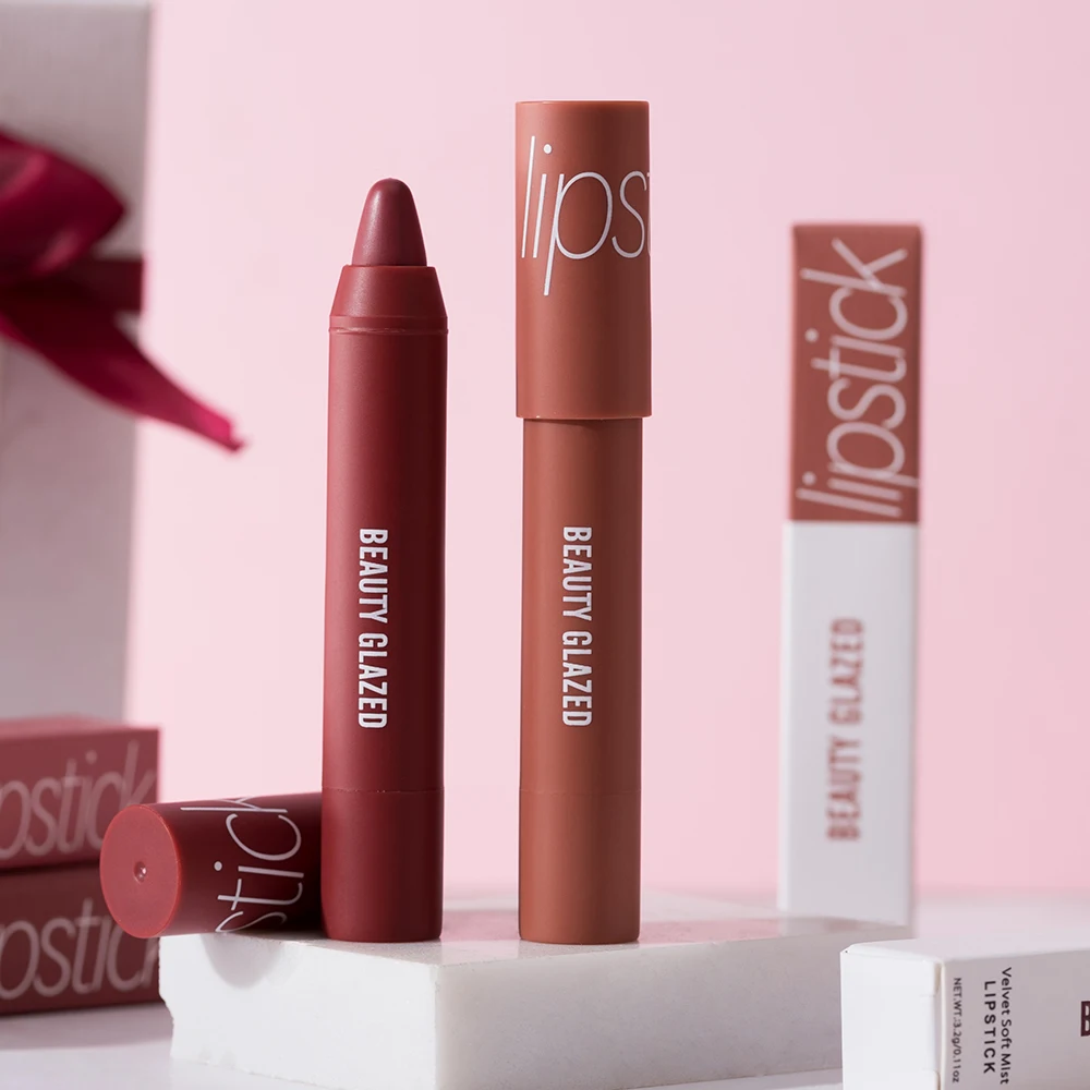 Beauty Glazed Matte ลิปสติกดินสอ 12 สี Velvet Lip Liner ปากกากันน้ํา Long Lasting Lip Balm LIPS แต่งหน้าผู้หญิงเครื่องสําอาง