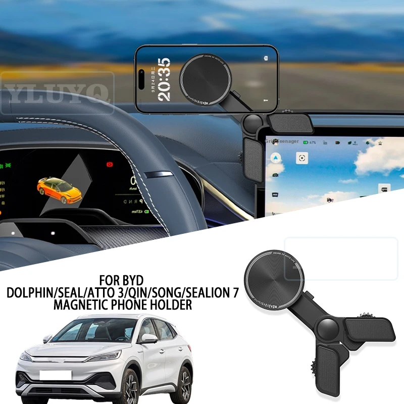 

For BYD Dolphin Seal ATT03 Song Sealion7 Car Magnetic Phone Holder Gravity Car Mobile Phone Navigation Car Interior Accessories