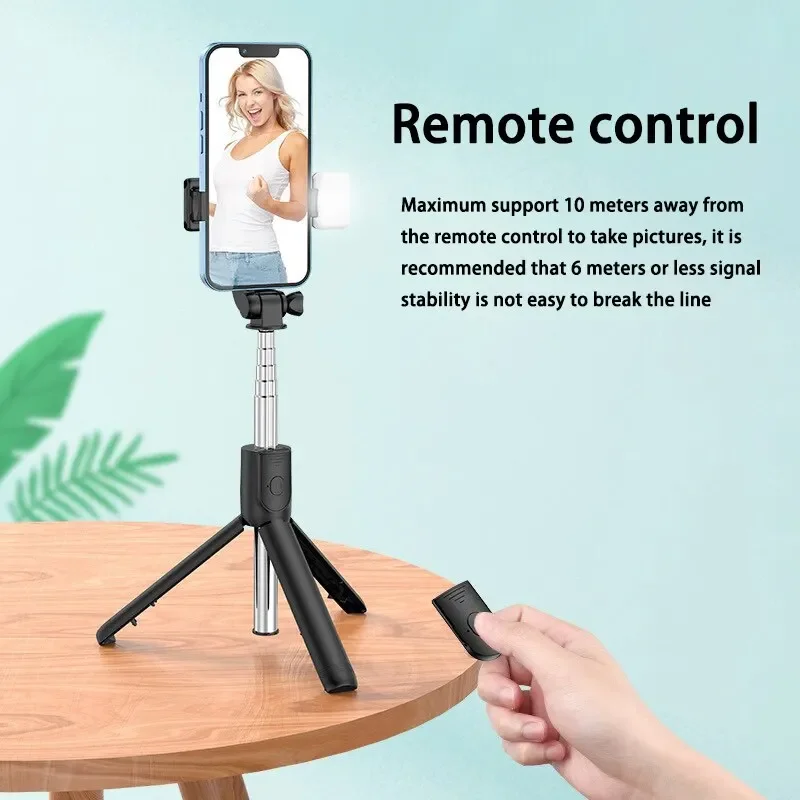 Bluetooth Remote Extendable Tripod Wireless Selfie Stick Tripod Stand with Light  for iPhone Mobile Phone Tiktok Live Streaming