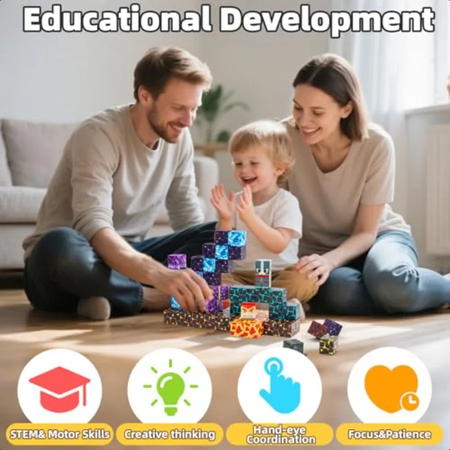 Bloques magnéticos 100 Uds. Bloques de construcción magnéticos bloques magnéticos construyen juguetes de apilamiento mundial 3D juguetes educativos sensoriales STEM regalos S