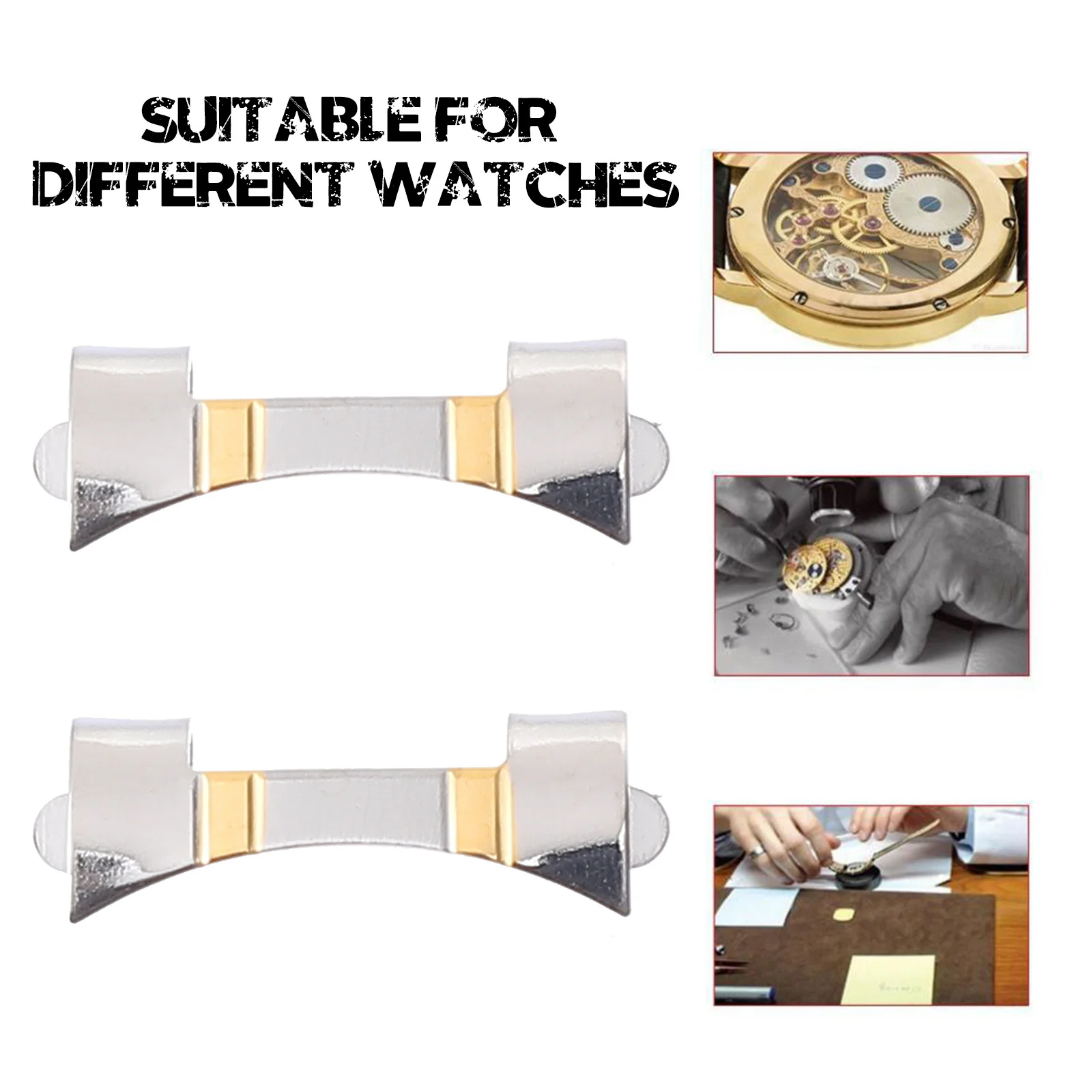 1Pair Stainless Steel Watch Strap Link Ends Durable Watchband Connector Replacement DIY Parts for Watchband Repair