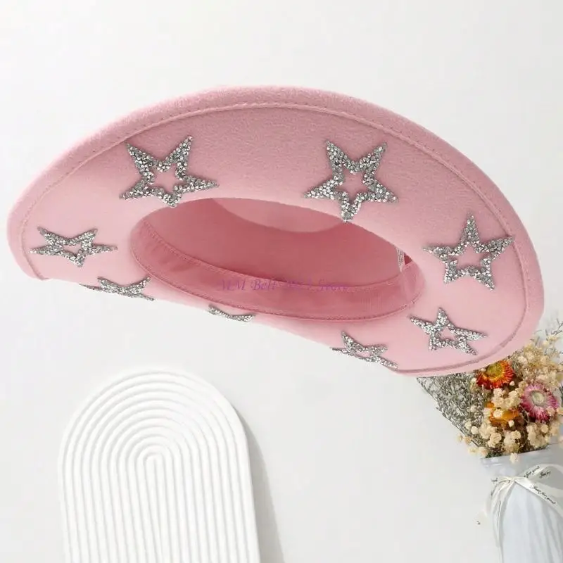 

49ME расшитая звездами ковбойская шляпа для женщин, карнавальный костюм, ковбойская шляпа, девичник, вечерние головные уборы,