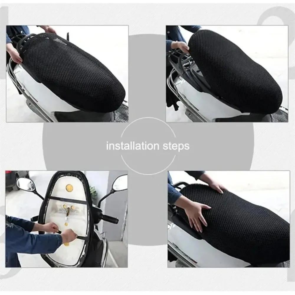 

Universal 3D Mesh Motorcycle Seat Cover Breathable Cool Scooter Seat Pad Anti-Slip UV Protection Waterproof Motorbike Cushion