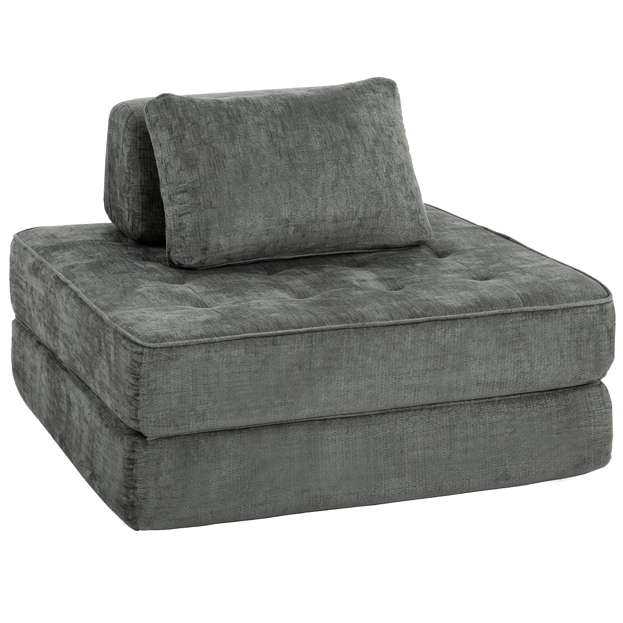 HOMCOM Schlafsessel 2 in 1 Klappbar Schlafsofa mit Schlaffunktion, Kissen, Grau