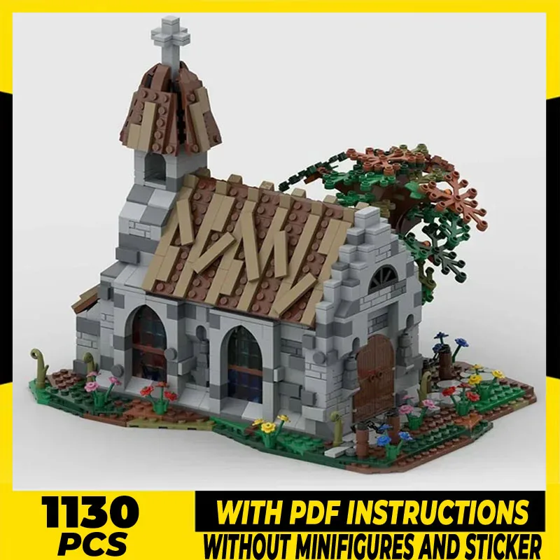 

Street View Model Moc Building Bricks Medieval Village Church Technology Modular Blocks Gifts Christmas Toys DIY Sets Assembly