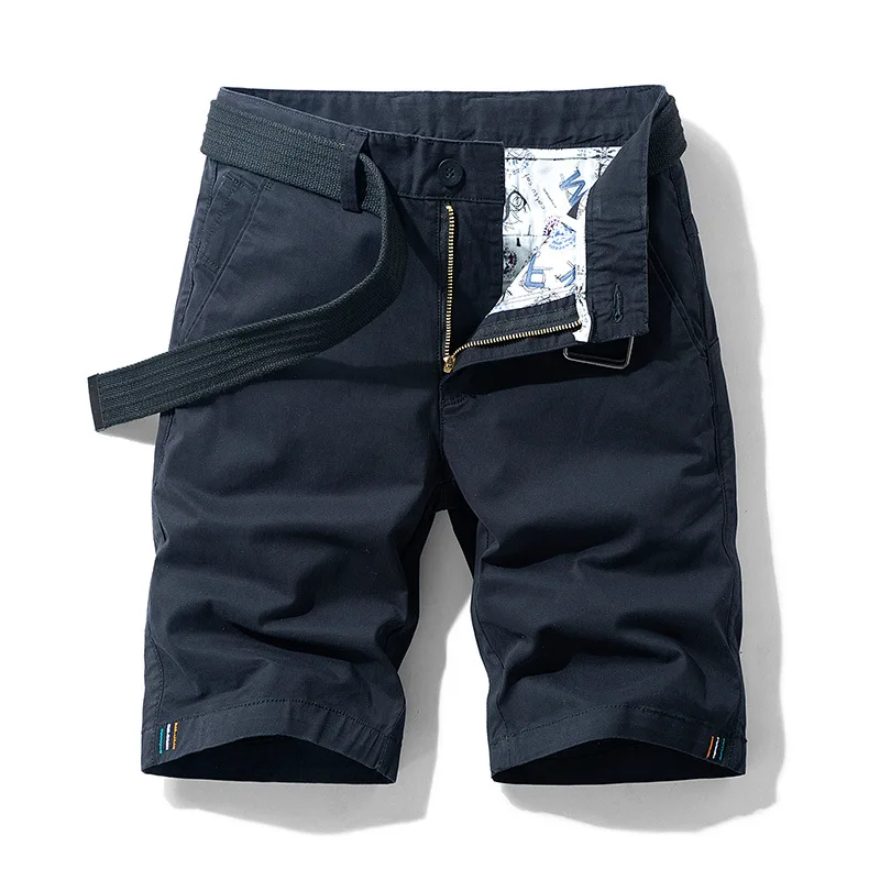 2025 Men's Cotton Stretch Shorts Summer Casual Korean Slim Fit Streetwear Elastic Waist Youth Breathable Mid-Length