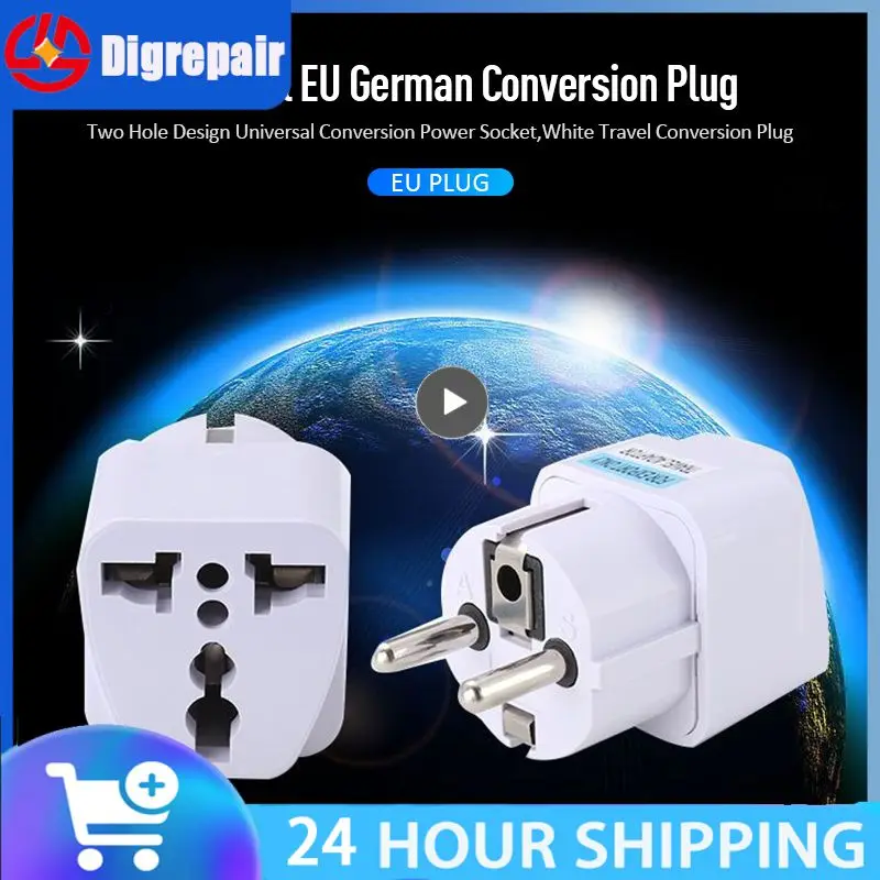10A 800W Universal EU GER Plug Adapter European Germany Chinese Power Socket Conversion Converter Travel White Plug