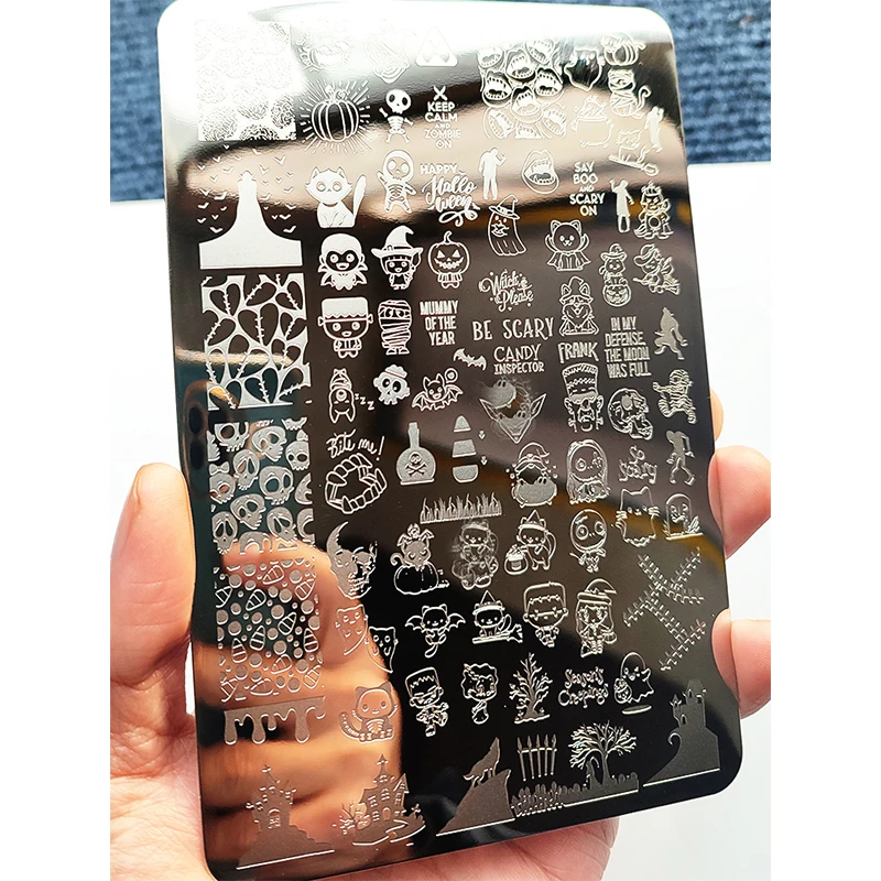 Halloween Nail Stamping Plates Valentine's Day Flowers Cartoon Animals Nail Art Plates Stainless Steel Nail Art Plate Stencil