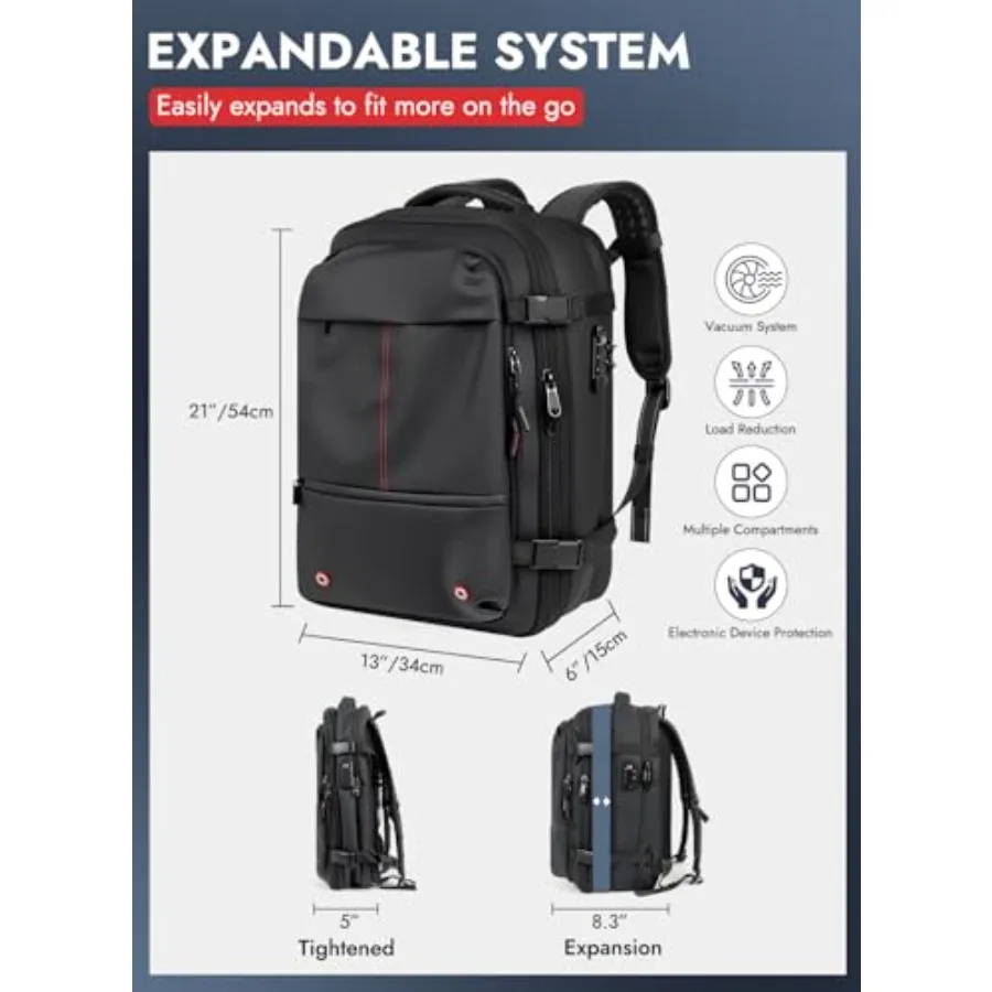 حقيبة ظهر مفرغة للسفر مع مضخة TSA حقيبة ظهر مختومة مفرغة صديقة للبيئة مقاس 21 بوصة × 13 بوصة × 6 بوصة حقيبة ضغط لعروة السفر في الطيران