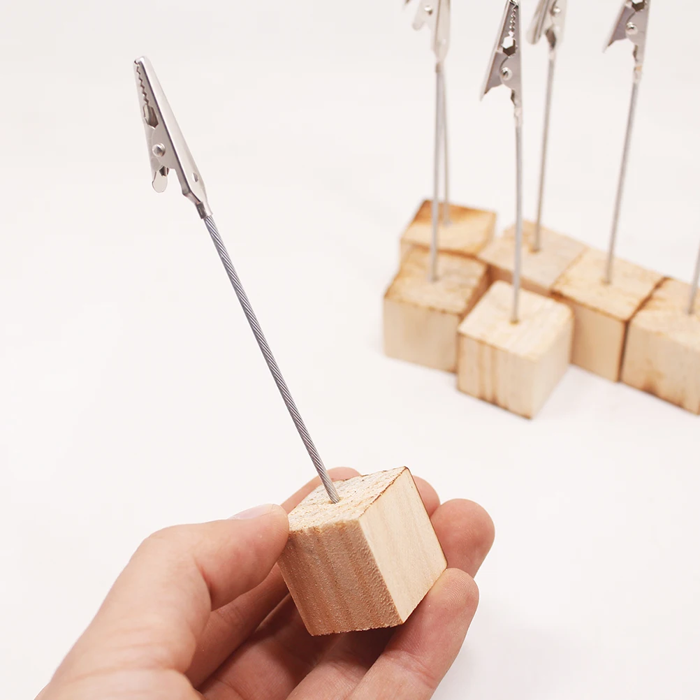

10pcs Wooden Business Card Holder Elegant Clip Photo Wedding Tabletop Name Place Card Menu Paper Display Home Office Storage