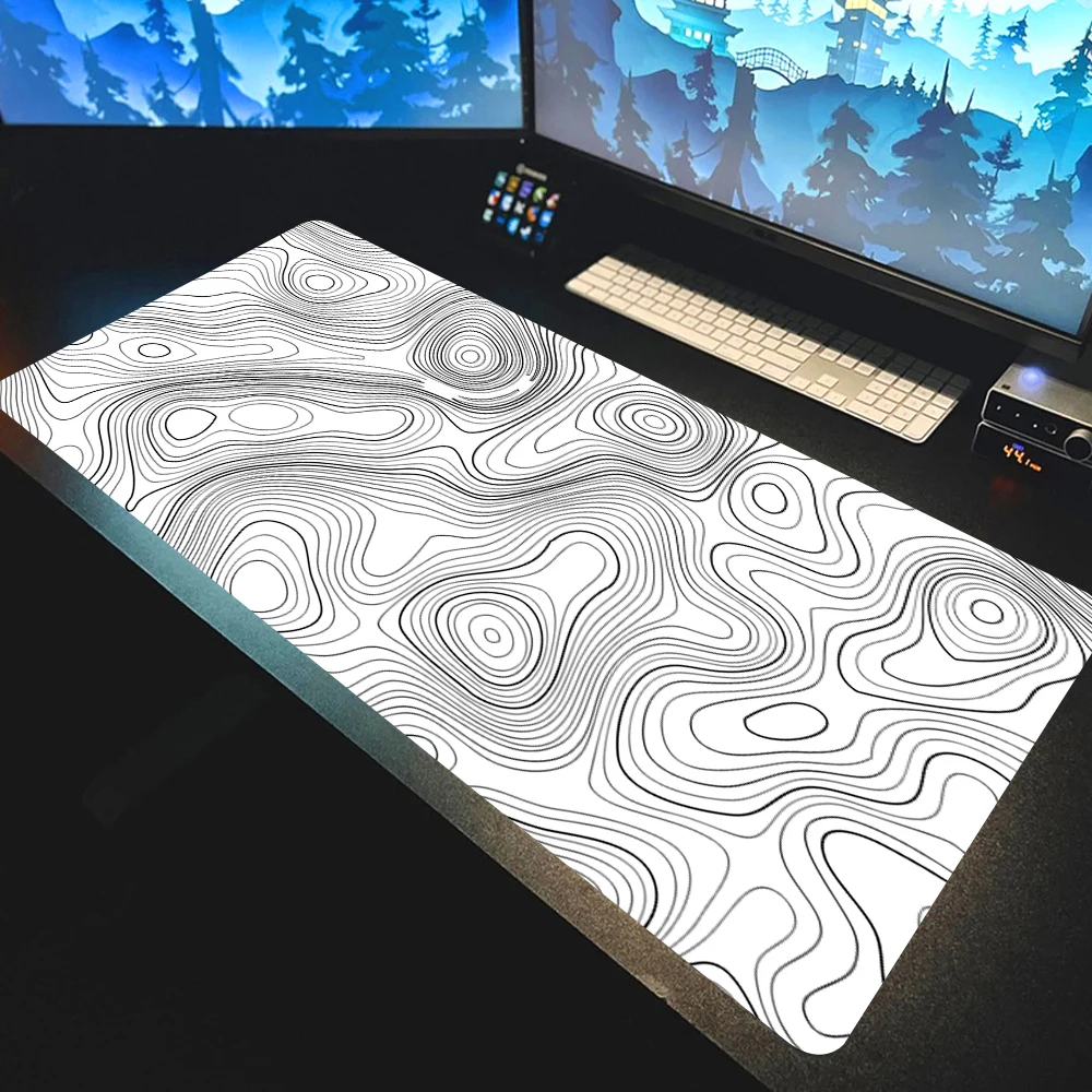 XXL Gaming Mouse Pad Large Size Table Pad Black White Strata Liquid Mousepad Computer Play Mat Rubber Mausepad Keyboard Deskmat
