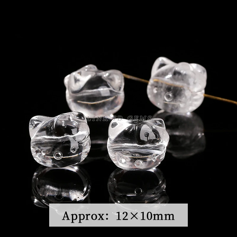 1 Pc Natural Rock Quartz Kitty Cat Head Bead Crystal Carved Smooth Bead For Jewelry Making Diy Necklace Bracelet Accessory