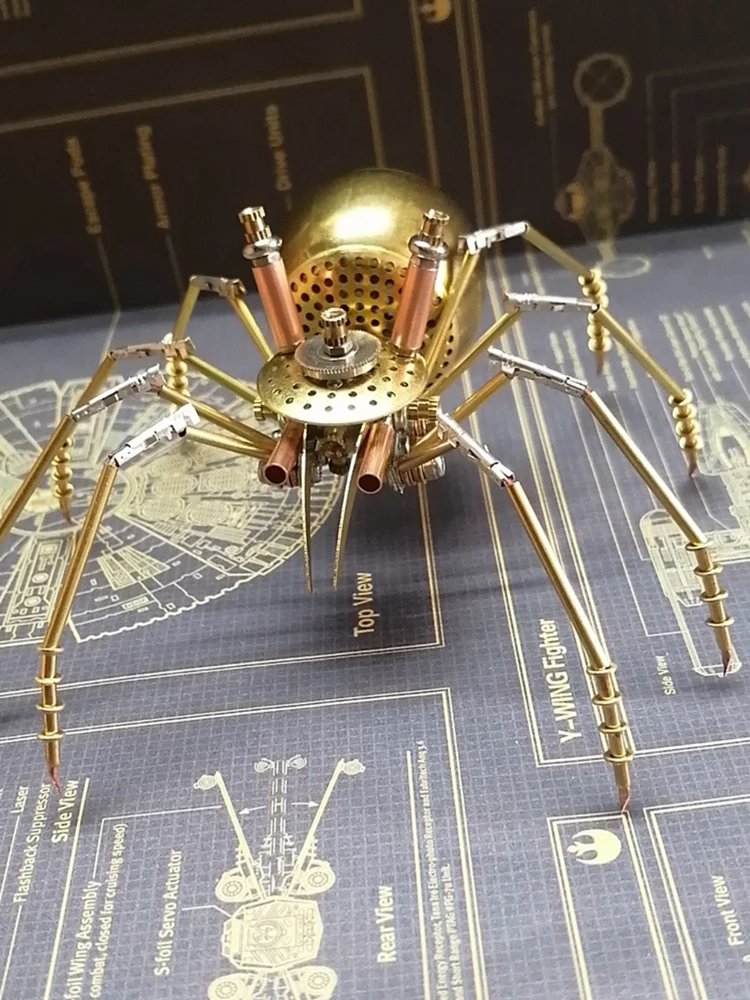 Imagem -04 - Steampunk Mecha Spider Ornamentos Inseto Mecânico Modelos de Montagem de Metal Decoração de Desktop Criativa Artesanato