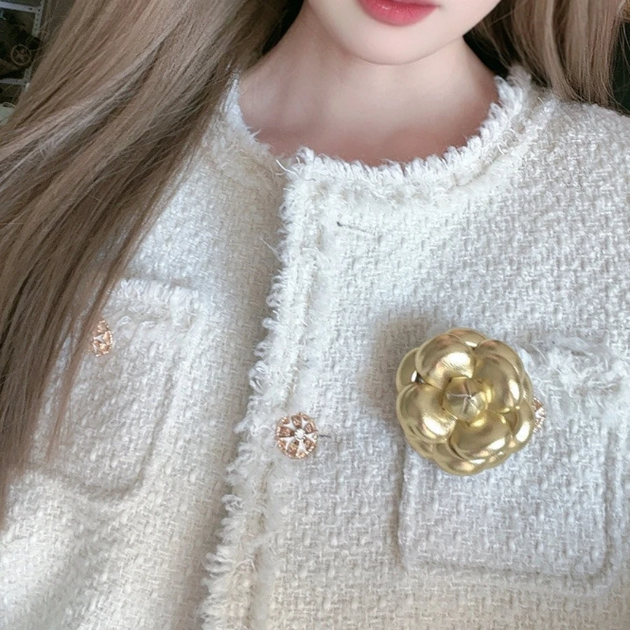 كاميليا روز زهرة جلدية زين المرأة الفاخرة البدلة التلبيب دبوس DIY بها بنفسك الحرفية النسيج زهرة لفستان إكسسوار حفل زفاف