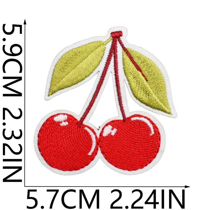 Cute Red Fruit Cherry Mouth Iron-On Embroidered Badge Patches for DIY Hole T-shirt Backpack Clothing Jeans Appliques Sticker