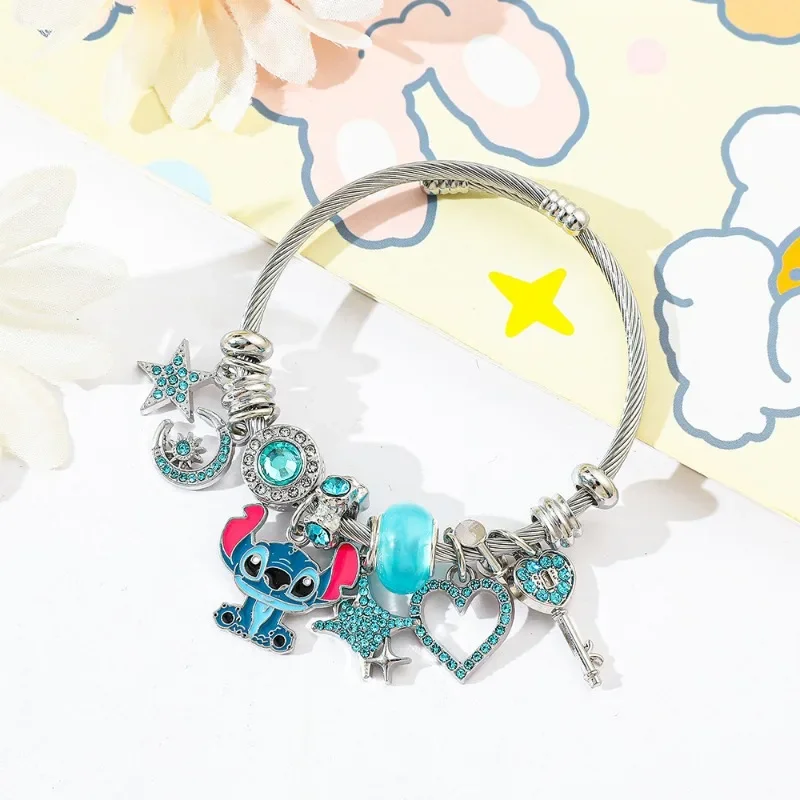 Disney Stitch Pandora Bracelet Jewelry Cute Cartoon Anime Stitch Fashion Ladies Bracelet Girlfriend Valentine Day Exquisite Gift