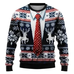 Fashionable 2024 Ugly Christmas Sweater Funny Christmas Pattern Sweatshirt Santa Claus Cosplay Pullover Boys Crew Neck Hoodie