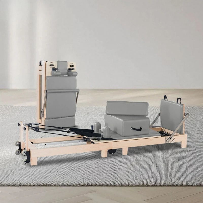 

Foldable Maple Wood Pilates Reformer, YTYIN Space-Saving Home Fitness Machine for Full Body Workout & Strength