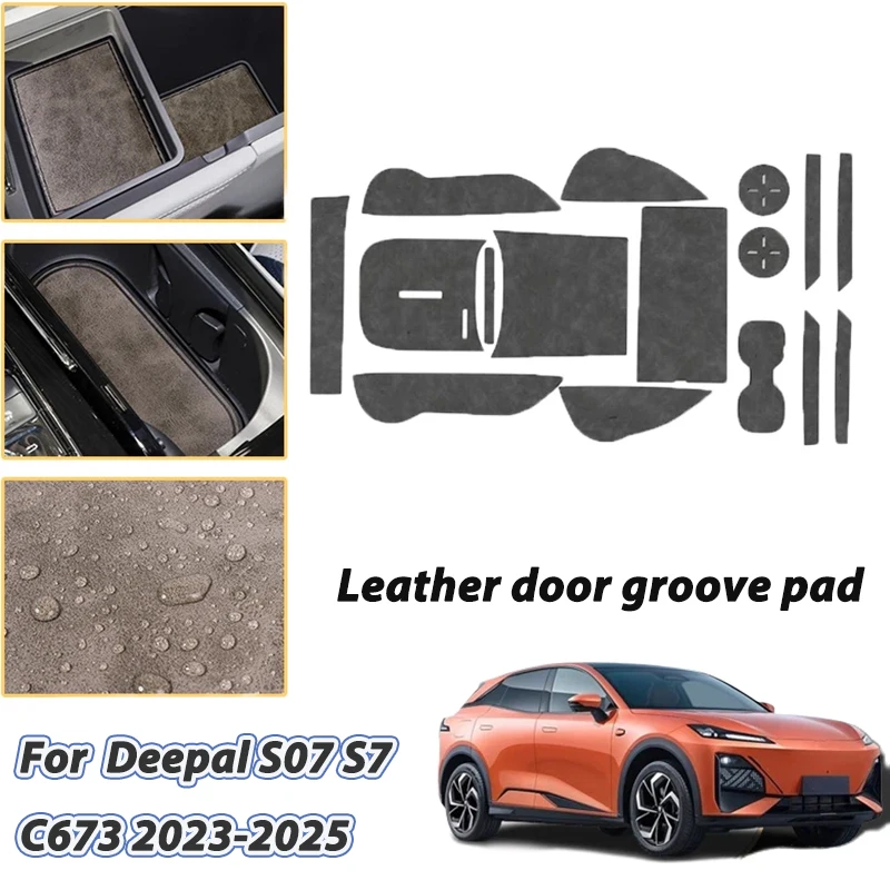 Leather Coaster For Deepal S07 Accessories S7 C673 2023 2024 2025 Car Dust-proof Anti-Slip Cup Mat Door Slot Pad Interior Parts