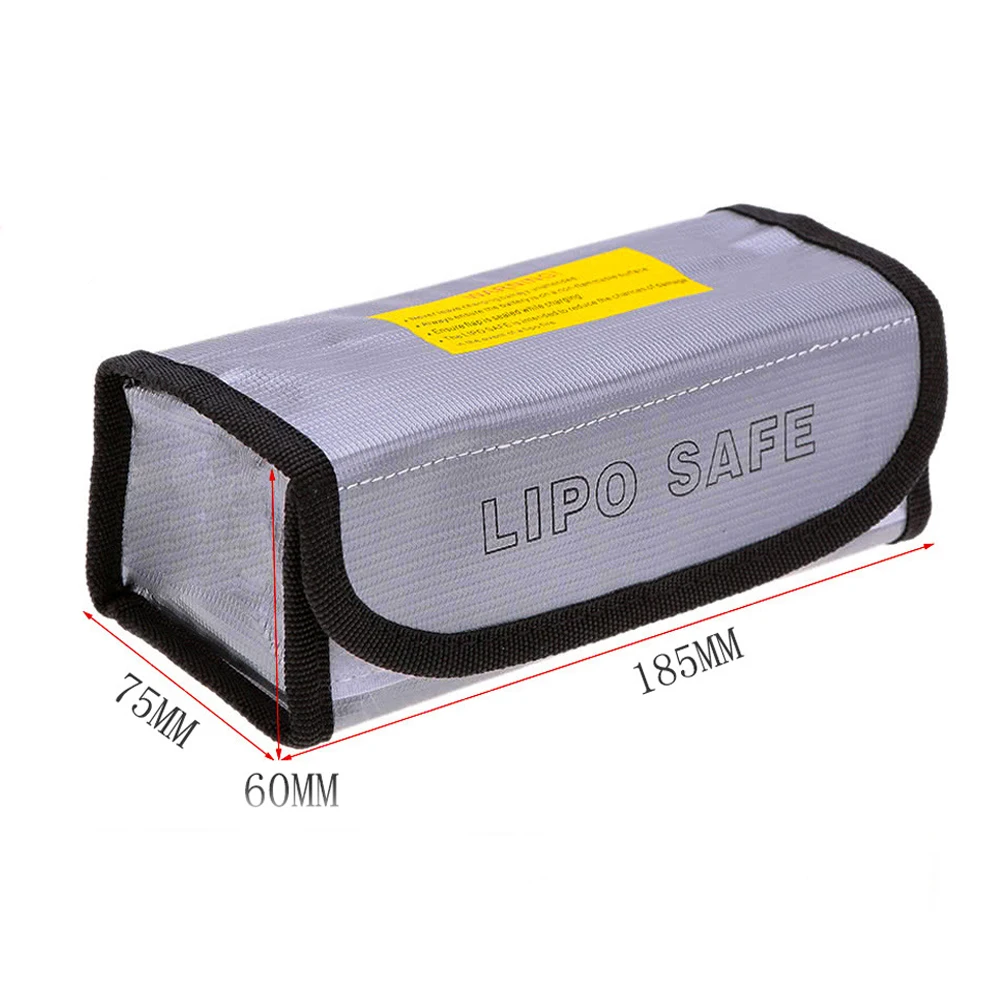 185x75x60mm Feuerfeste Explosionsgeschützte Lipo-Batterie-Schutztasche - Tragbarer Sicherheitsschutz für RC-Flugzeuge/Hubschrauber