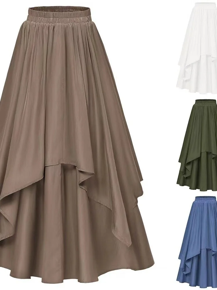 Casual asymmetrische rok met elastische taille Comfortabele loszittende damesrok Geen zomercollectie Onregelmatige rok