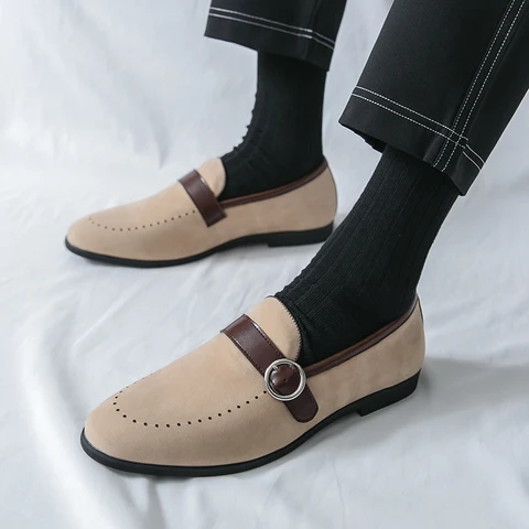 Новые мужские летние лоферы Brand: комфортные, легкие, повседневные, модные, с пряжкой, из матовой кожи, нескользящие, в стиле мокасин.