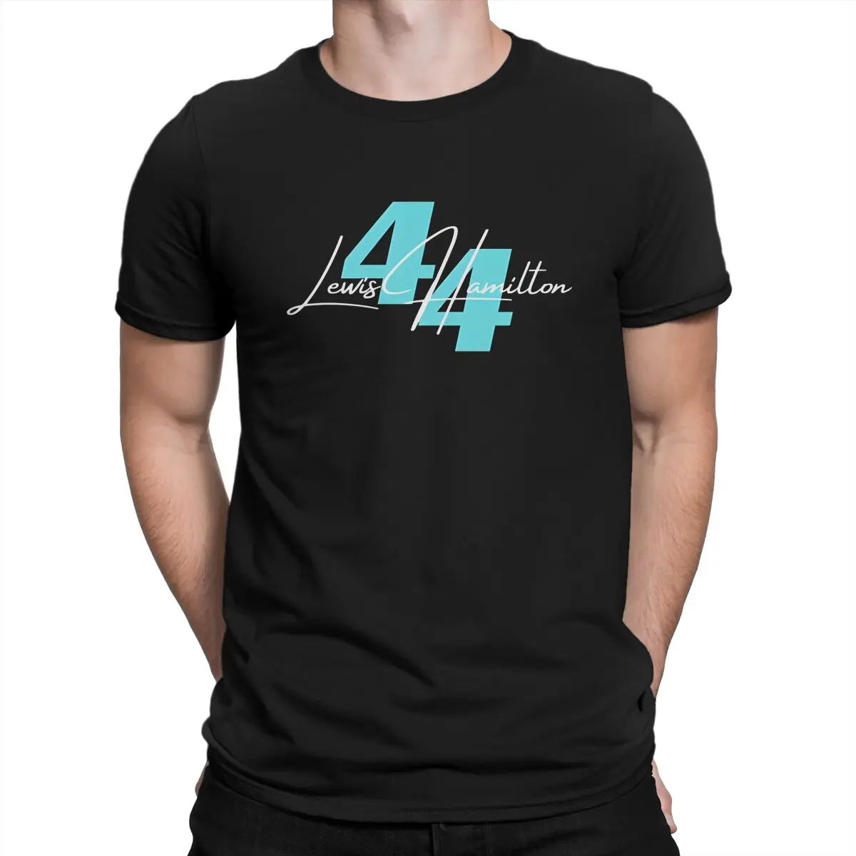 Men T-Shirt Formula One 44 Funny Pure Cotton Tee Shirt Short Sleeve Lewis Hamilton Racer T Shirt Crew Neck Clothes Birthday Gift