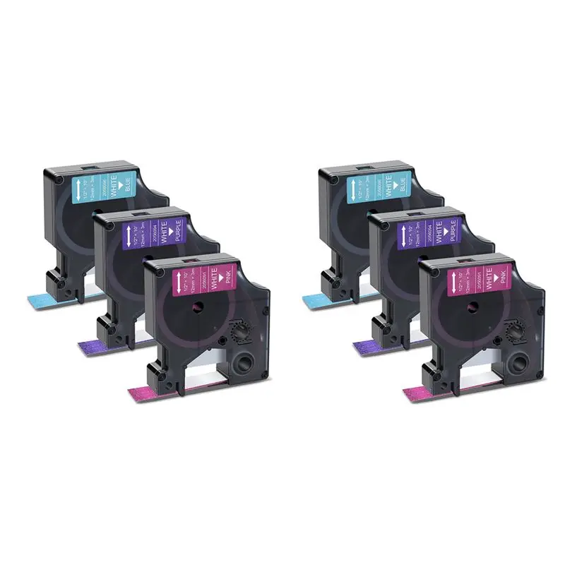 

Набор из 6 рулонов этикеточной ленты Exquisite-6-Pack для DYMO COLORPOP, белый текст на синем/розовом/фиолетовом глиттере, 12 мм, для этикетировочных машинок Label Maker, Label Manager 160 28