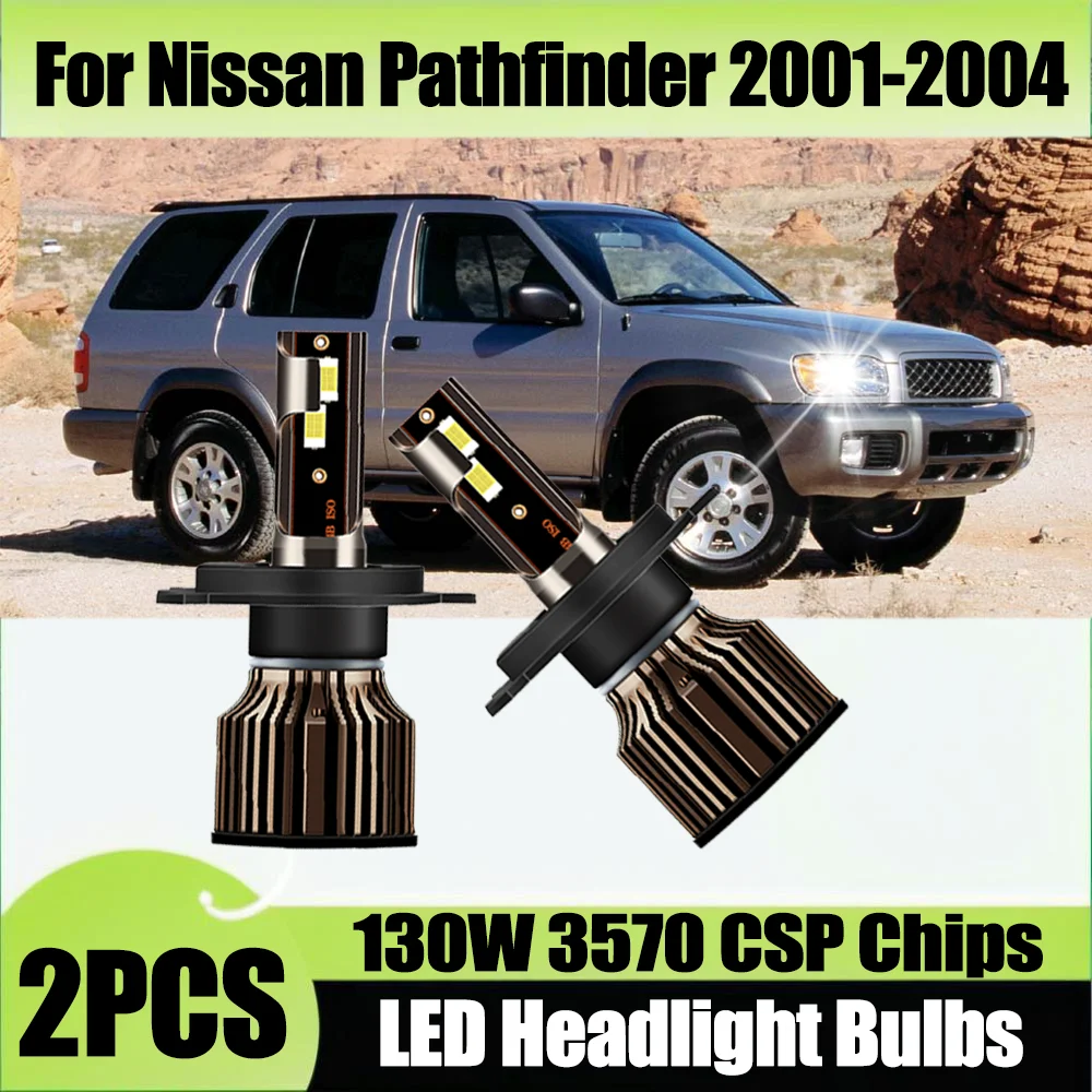

2 шт. светодиодные фары H4 с ближним и дальним светом, 130 Вт, 30000 лм, высокомощные автомобильные лампы, 6000K, белый свет, Canbus, 12В, для Nissan Pathfinder 2001-2004