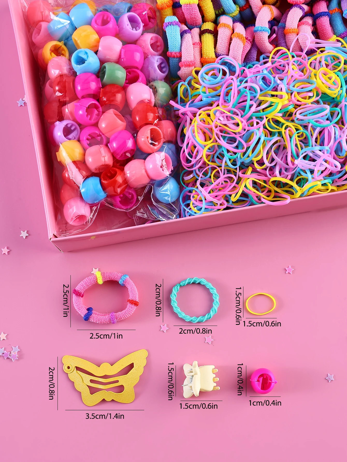 1136pcs Hair Accessories Set for Girls Candy Butterfly Hair Clip Elastic Ponytail Holders Rubber Band Small Flower Hair Claws