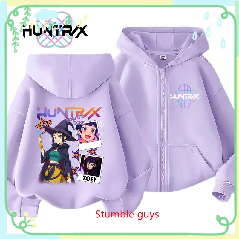

Kids Purple Kpop Demon Hunters Zip Hoodie Spring Autumn Skin-Friendly Boys Girls Clothes Outdoor Game