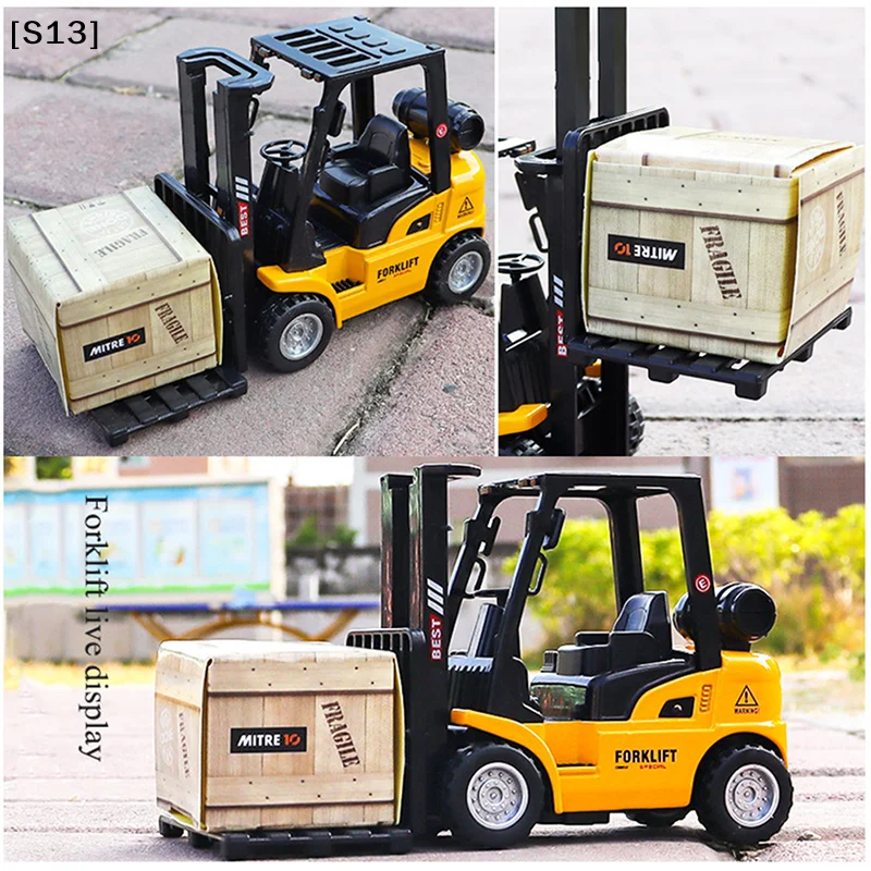 

Alloy Die-Cast Model Vehicle Construction Forklift Friction Toy Cargo Pallet Interactive Toy For Boys Girls Xmas Gift[Q]Q@
