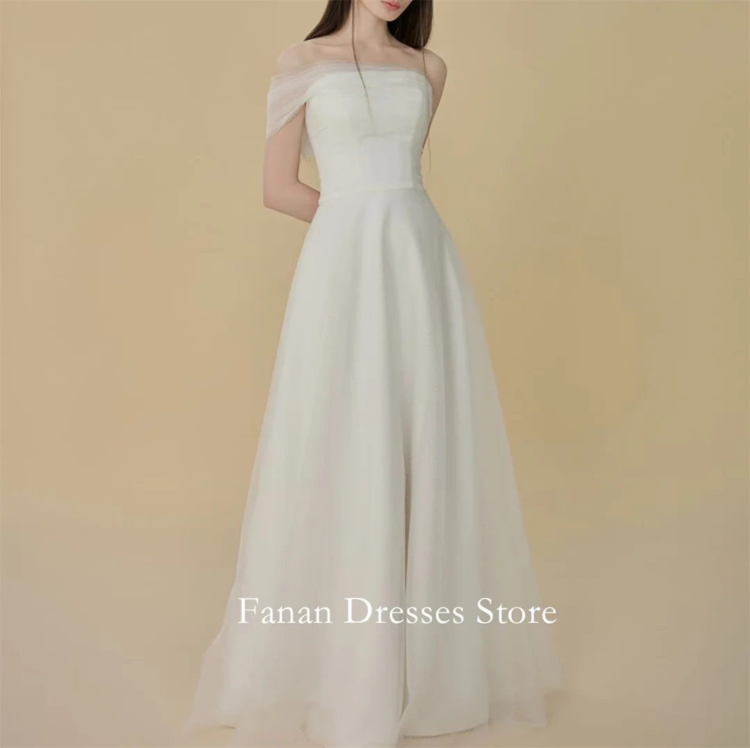 FANAN Korea One-Shoulder Organza Elegant A-Line Simple Wedding Dresses 웨딩드레스 Ruched Corset Ivory Customized Pretty  Bride G