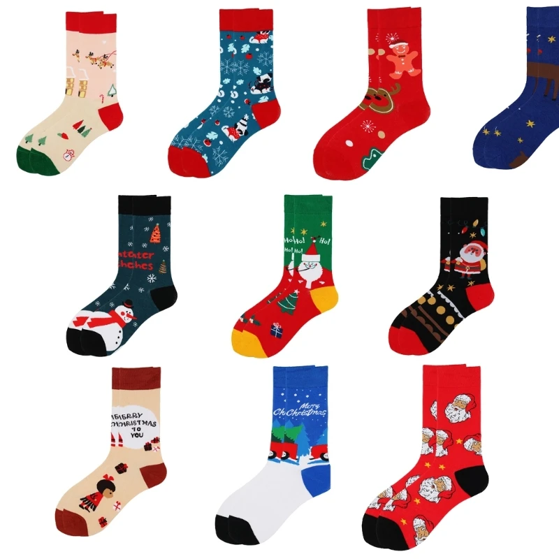 Christmas Pattern Crew Socks Novelty Funny Crazy Ankle Socks Cute Cartoon Booties Socks Christmas Socks for Women Men