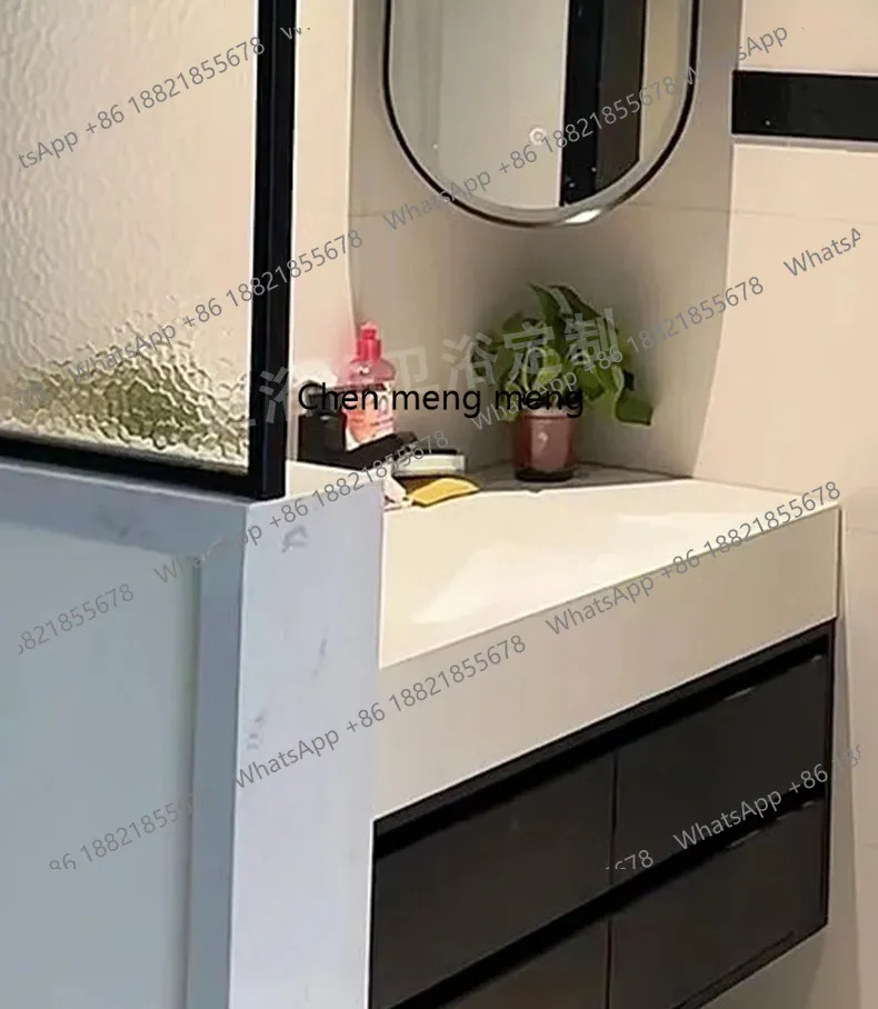 

Light luxury rock slab hot bending integrated basin bathroom cabinet combined toilet hand washbasin washstand