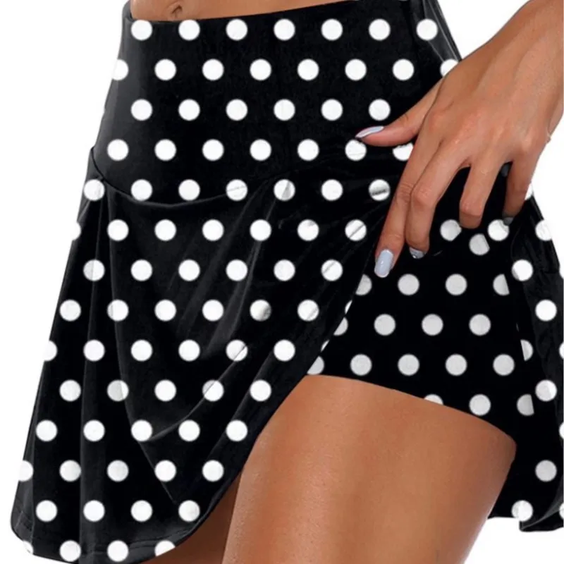 Basic Summer Women's Printed Fake Two-piece Leggings Shorts 2024 Women's Polka Dot Printed Yoga Shorts Oversized Size Sportwear