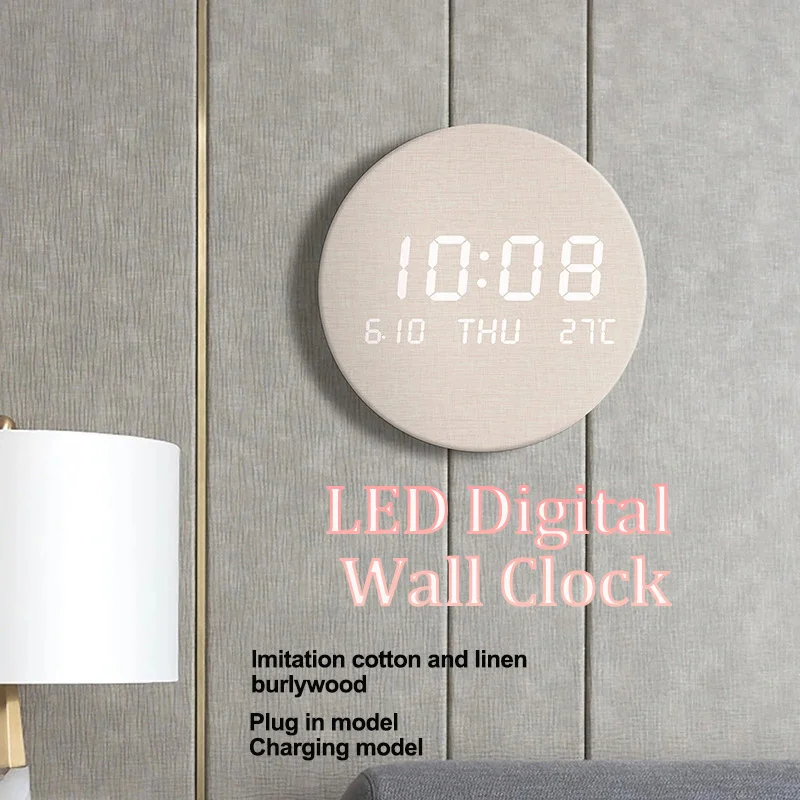 LED Digital Wall Clock Temperature Date Time Multi-function Display Living Room Home Bedroom Silent Clock Fashion Wall Clock