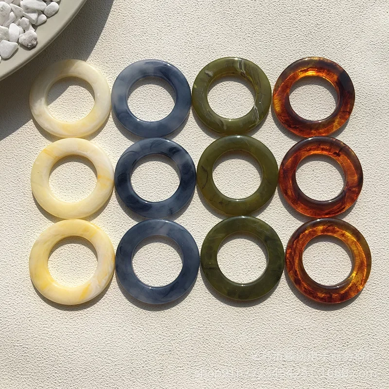 5pcs anna same geometric round two-tone splicing ink resin Earrings Material For DIY Jewelry Making Accessories